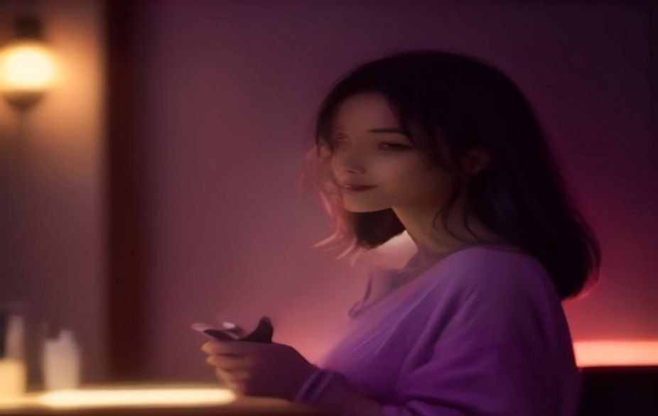 Empreendedora sorrindo ao ver novos clientes chegando pelo celular
